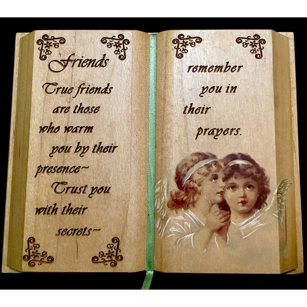 Vintage Plaque Sign motivational friends Quote. Wooden Carved Book Shabby Chic